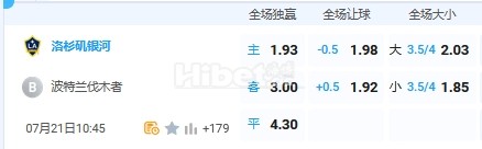 7月21日 10：45 美职业 洛杉矶银河VS波特兰