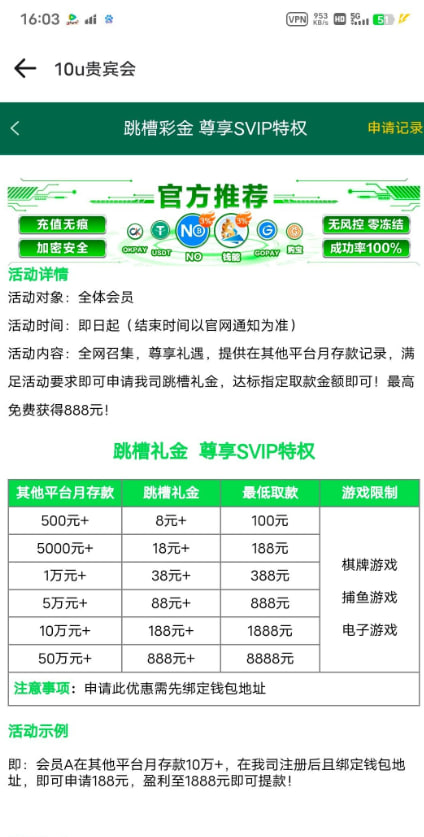 【贵宾会602】提供其他平台账号密码给他们，申请跳槽金10u