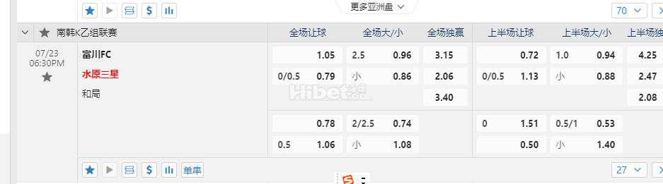 韩K2联 18:30富川vs水原三星