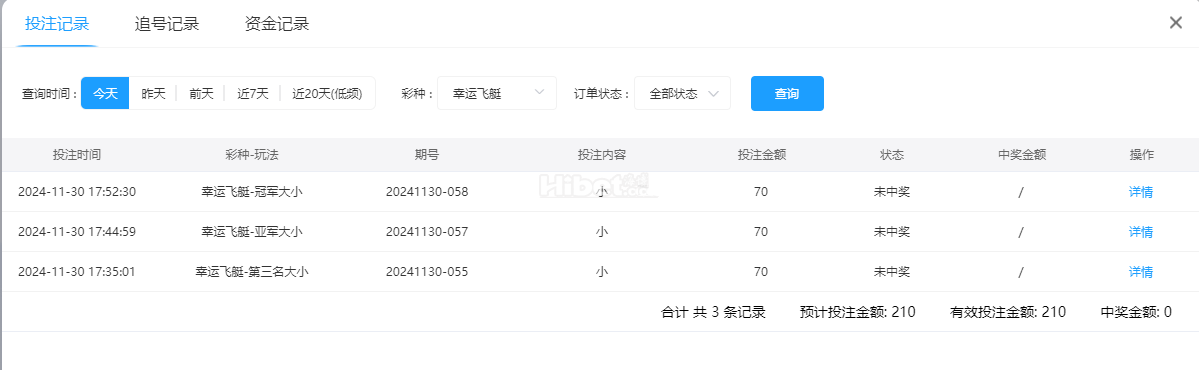今天幸运飞艇游戏三把不中全清代了