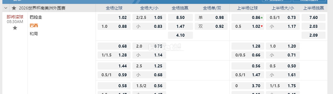 2026世界杯外围赛08:30AM 巴拉圭 巴西