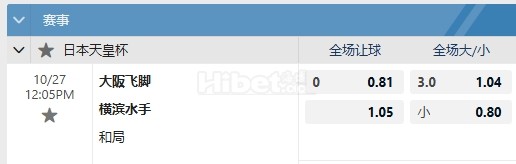 日皇杯 10/27 12:05  横滨水手  -  大阪钢巴