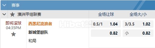 澳超 11/08 16:35  西悉尼流浪者  -  纽卡斯尔喷气机