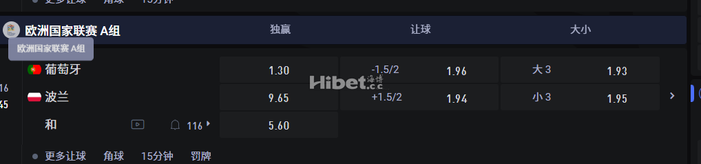 欧洲国家联赛  11/16 03:45 葡萄牙 VS波兰
